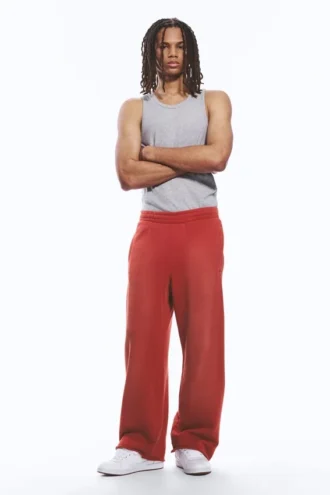 Mid Rise Loose Straight Leg Sweatpants – Red