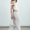 Mid Rise Loose Studded Skirt Trousers – Off-White Mid Rise Loose Studded Skirt Trousers – Off-White