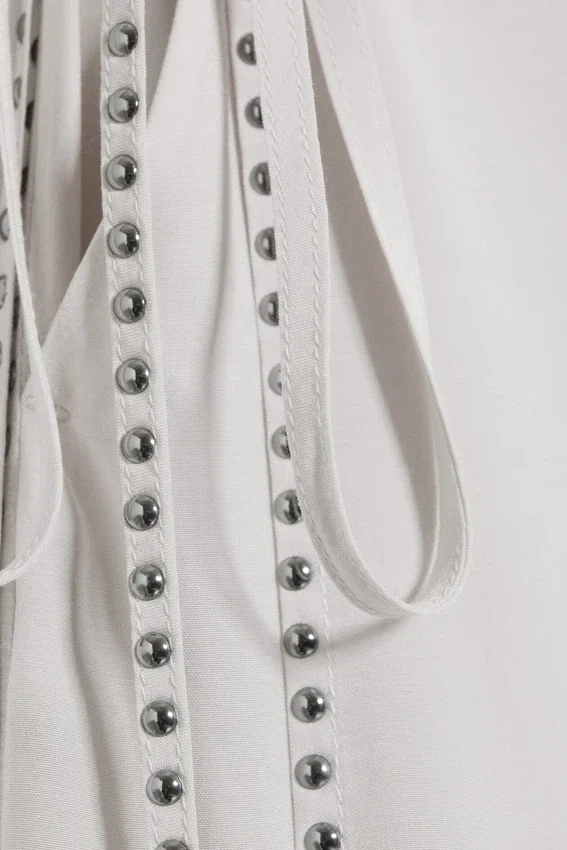 Mid Rise Loose Studded Skirt Trousers – Off-White Mid Rise Loose Studded Skirt Trousers – Off-White