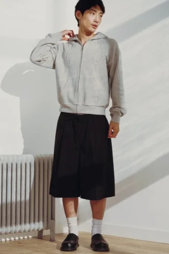 Mid Rise Loose Suiting Shorts – Black