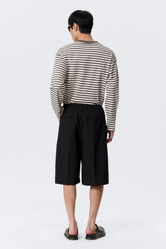 Mid Rise Loose Suiting Shorts – Black Mid Rise Loose Suiting Shorts – Black