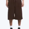 Mid Rise Loose Suiting Shorts – Dark Brown Mid Rise Loose Suiting Shorts – Dark Brown