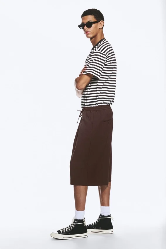 Mid Rise Loose Suiting Shorts – Dark Brown Mid Rise Loose Suiting Shorts – Dark Brown