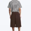 Mid Rise Loose Suiting Shorts – Dark Brown Mid Rise Loose Suiting Shorts – Dark Brown