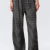 Mid Rise Loose Wide Leg Lyocell Trousers – Black & Grey Stripes Mid Rise Loose Wide Leg Lyocell Trousers – Black & Grey Stripes