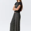 Mid Rise Loose Wide Leg Lyocell Trousers – Black & Grey Stripes Mid Rise Loose Wide Leg Lyocell Trousers – Black & Grey Stripes
