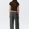 Mid Rise Loose Wide Leg Lyocell Trousers – Black & Grey Stripes Mid Rise Loose Wide Leg Lyocell Trousers – Black & Grey Stripes