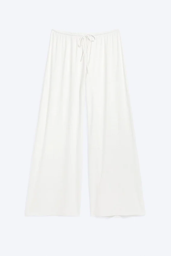 Mid Rise Loose Wide Leg Lyocell Trousers – White Mid Rise Loose Wide Leg Lyocell Trousers – White