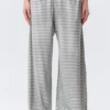 Mid Rise Loose Wide Leg Lyocell Trousers – White – Grey Stripes Mid Rise Loose Wide Leg Lyocell Trousers – White – Grey Stripes