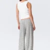 Mid Rise Loose Wide Leg Lyocell Trousers – White – Grey Stripes Mid Rise Loose Wide Leg Lyocell Trousers – White – Grey Stripes