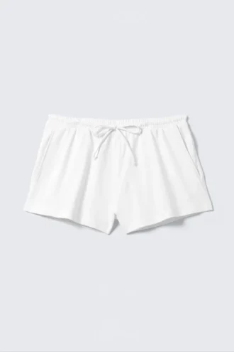 Mid Rise Mini Jersey Shorts – White