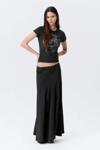 Mid Rise Panelled Maxi Skirt – Black
