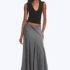 Mid Rise Panelled Maxi Skirt – Dark Grey Melange Mid Rise Panelled Maxi Skirt – Dark Grey Melange