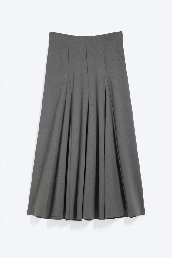 Mid Rise Panelled Maxi Skirt – Dark Grey Melange Mid Rise Panelled Maxi Skirt – Dark Grey Melange