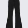 Mid Rise Pintuck Flared Sweatpants – Black Mid Rise Pintuck Flared Sweatpants – Black