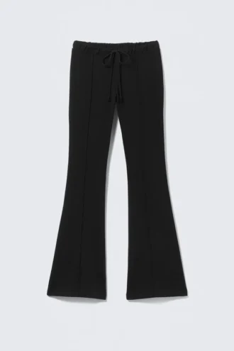Mid Rise Pintuck Flared Sweatpants – Black Mid Rise Pintuck Flared Sweatpants – Black