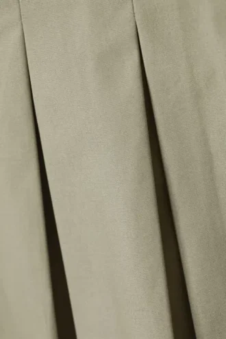 Mid-Rise Pleated Mini Twill Skirt – Khaki Green