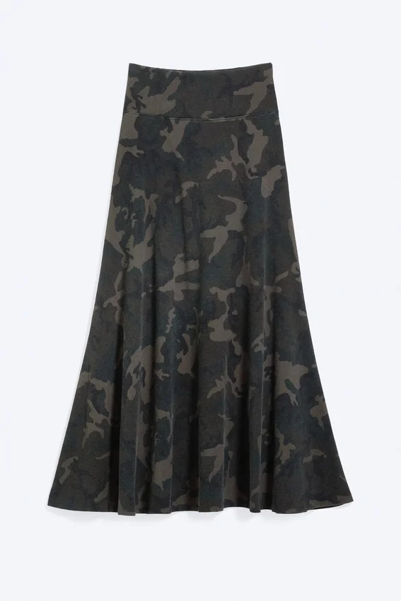 Mid Rise Printed Maxi Skirt – Khaki Green – Camouflage Mid Rise Printed Maxi Skirt – Khaki Green – Camouflage