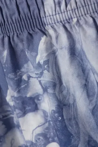 Mid-Rise Printed Poplin Pyjama Shorts – Blue – Baroque Collage