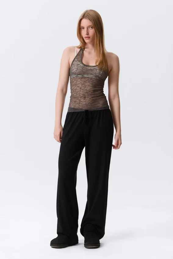 Mid Rise Relaxed Pyjama Trousers – Black Mid Rise Relaxed Pyjama Trousers – Black