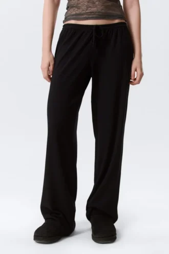 Mid Rise Relaxed Pyjama Trousers – Black