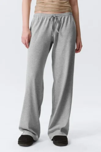 Mid Rise Relaxed Pyjama Trousers – Grey Melange