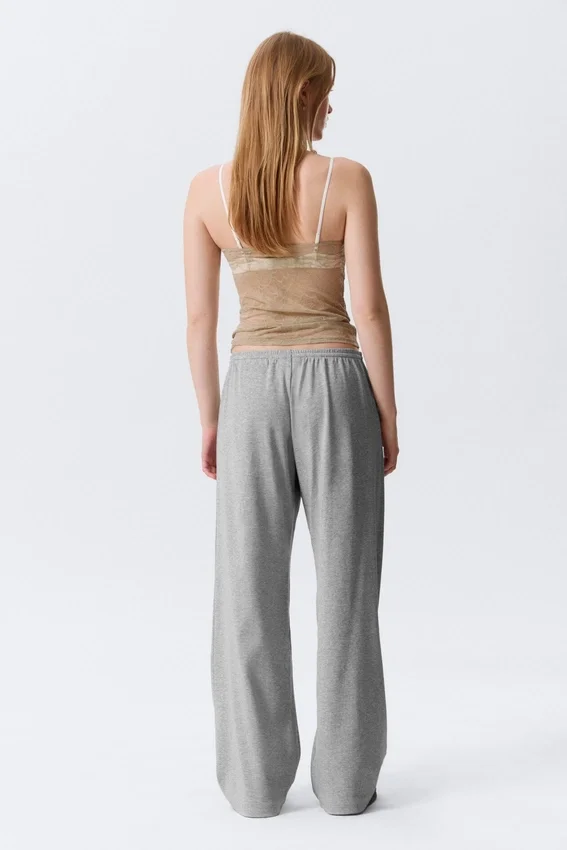 Mid Rise Relaxed Pyjama Trousers – Grey Melange Mid Rise Relaxed Pyjama Trousers – Grey Melange