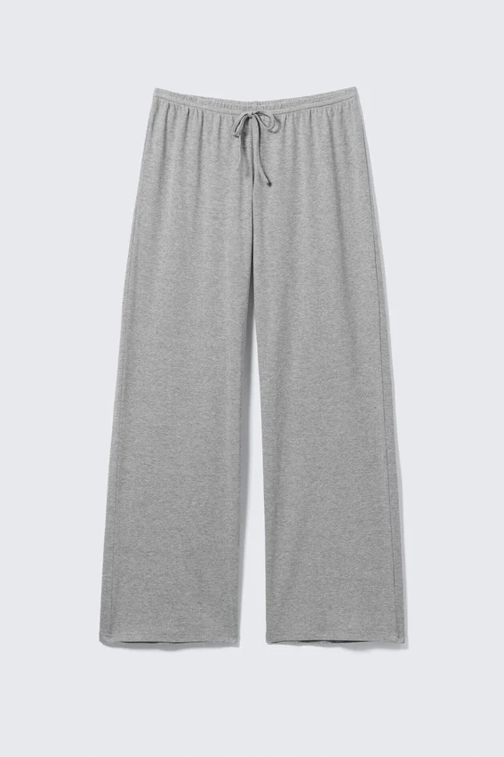 Mid Rise Relaxed Pyjama Trousers – Grey Melange Mid Rise Relaxed Pyjama Trousers – Grey Melange