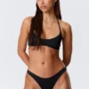 Mid-Rise Ruched Brazilian Bikini Bottoms – Black Mid-Rise Ruched Brazilian Bikini Bottoms – Black