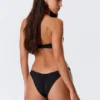 Mid-Rise Ruched Brazilian Bikini Bottoms – Black Mid-Rise Ruched Brazilian Bikini Bottoms – Black