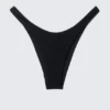 Mid-Rise Ruched Brazilian Bikini Bottoms – Black Mid-Rise Ruched Brazilian Bikini Bottoms – Black