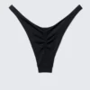 Mid-Rise Ruched Brazilian Bikini Bottoms – Black Mid-Rise Ruched Brazilian Bikini Bottoms – Black