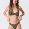 Mid-Rise Ruched Brazilian Bikini Bottoms – Dark Green Mid-Rise Ruched Brazilian Bikini Bottoms – Dark Green