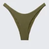 Mid-Rise Ruched Brazilian Bikini Bottoms – Dark Green Mid-Rise Ruched Brazilian Bikini Bottoms – Dark Green