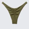 Mid-Rise Ruched Brazilian Bikini Bottoms – Dark Green Mid-Rise Ruched Brazilian Bikini Bottoms – Dark Green