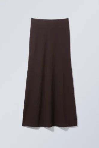 Mid Rise Slim Fit Maxi Skirt – Dark Brown