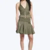 Mid Rise Tie Waist Midi Skirt – Khaki Green Mid Rise Tie Waist Midi Skirt – Khaki Green