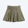 Mid Rise Tie Waist Midi Skirt – Khaki Green Mid Rise Tie Waist Midi Skirt – Khaki Green