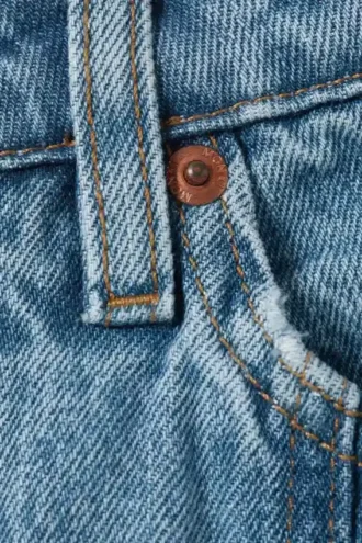 Mid-Waist Split Denim Skirt – Fresh Blue – Medium Blue
