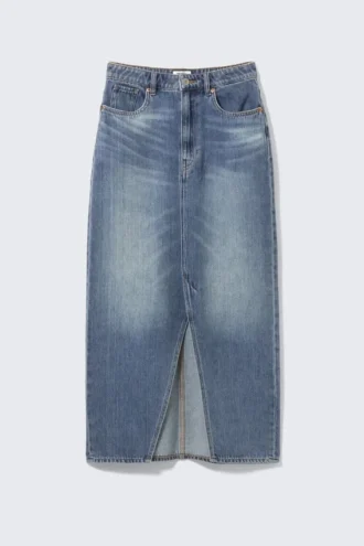 Midi Denim Skirt – Mountain Blue