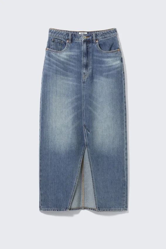 Midi Denim Skirt – Mountain Blue Midi Denim Skirt – Mountain Blue