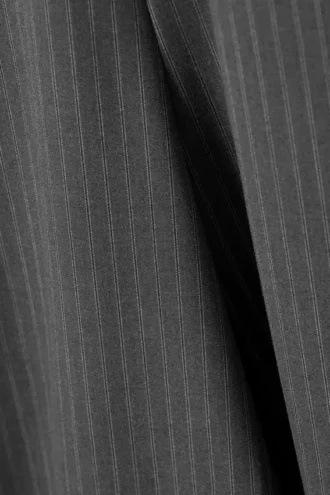 Midi Slim Volume Skirt – Dusty Grey Pinstripes