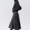 Midi Slim Volume Skirt – Striped Dark Grey Midi Slim Volume Skirt – Striped Dark Grey