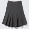 Midi Slim Volume Skirt – Striped Dark Grey Midi Slim Volume Skirt – Striped Dark Grey