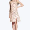 Midi Square Neck Slit Dress – White – Pink Floral Midi Square Neck Slit Dress – White – Pink Floral