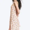 Midi Square Neck Slit Dress – White – Pink Floral Midi Square Neck Slit Dress – White – Pink Floral