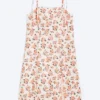 Midi Square Neck Slit Dress – White – Pink Floral Midi Square Neck Slit Dress – White – Pink Floral