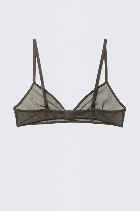 Mila Printed Mesh Triangle Bra – Dark Brown Mila Printed Mesh Triangle Bra – Dark Brown