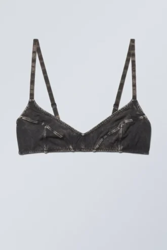 Miley Washed Cotton Bra – Bleach Washed Black
