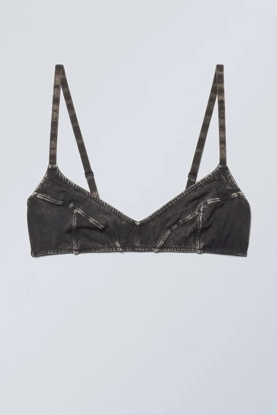 Miley Washed Cotton Bra – Bleach Washed Black Miley Washed Cotton Bra – Bleach Washed Black